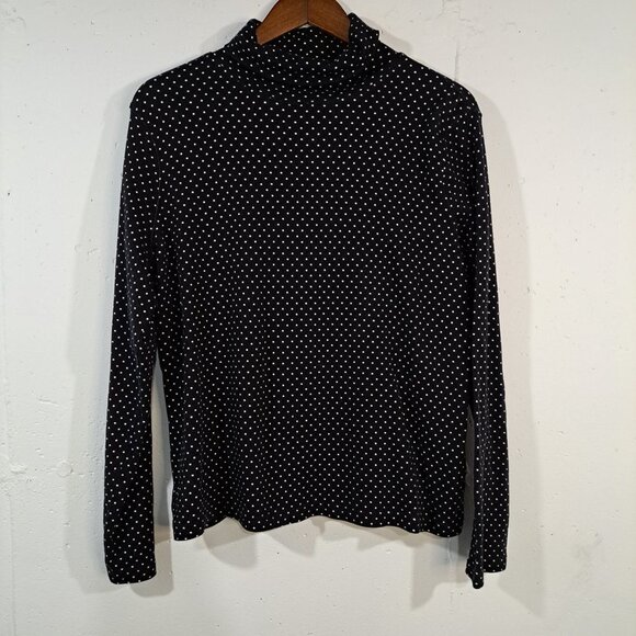 Studio Works Tops Polka Dots Mock Neck Long Sleeve Large Women Blouse top - Picture 2 of 9